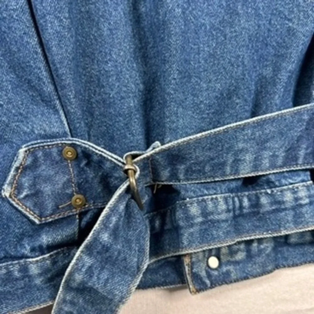 Vintage Venezia Denim Jacket Womens 18/20 Jean Trucker Buckle-Back 80s 90s Biker